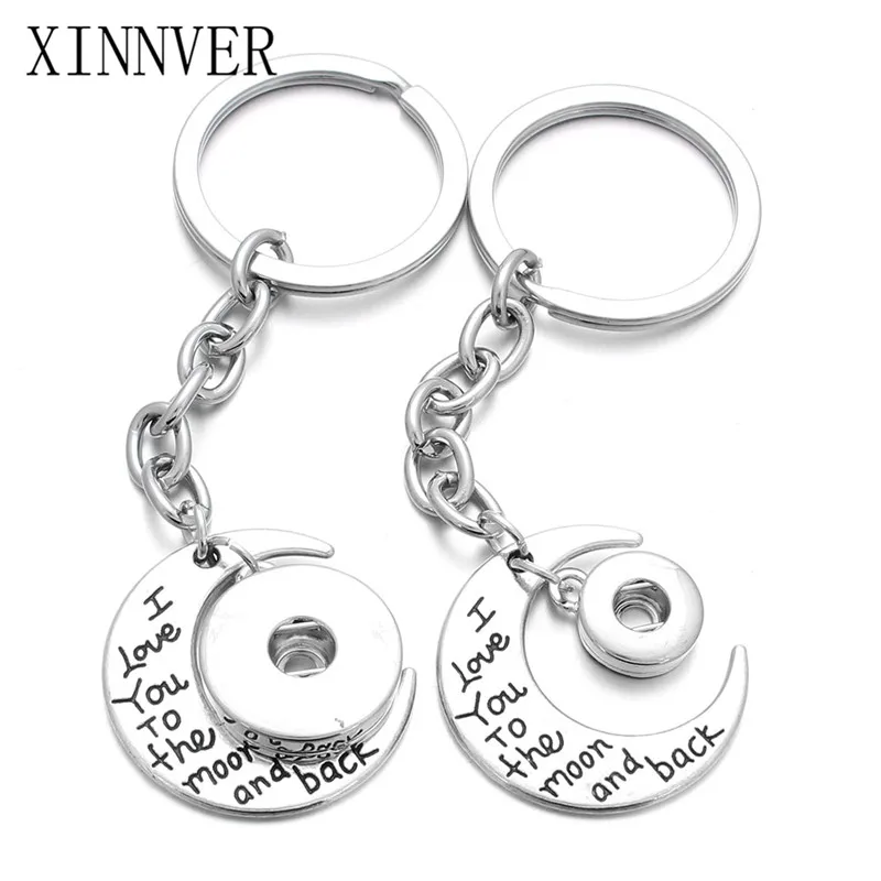 Vintage 12 &18MM Snap key chain Moon keychains Fit Button Charm Jewelry For Lovers