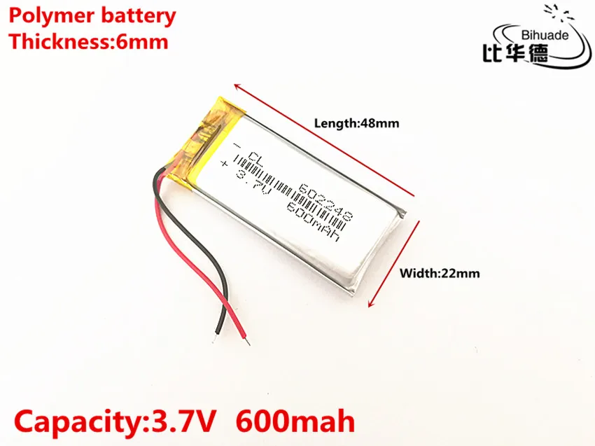 3,7 V, 600 mAH, 602248 ΠΏΠΎΠ»ΠΈΠΌΠ΅ΡΠ½ΡΠΉ Π»ΠΈΡΠΈΠΉ-ΠΈΠΎΠ½Π½ΡΠΉ/Π»ΠΈΡΠΈΠΉ-ΠΈΠΎΠ½Π½ΡΠΉ Π°ΠΊΠΊΡΠΌΡΠ»ΡΡΠΎΡ Π΄Π»Ρ ΠΈΠ³ΡΡΡΠ΅ΠΊ, POWER BANK, GPS, mp3, mp4 3,7 V, 600 mAH, 602248 ΠΏΠΎΠ»ΠΈΠΌΠ΅ΡΠ½ΡΠΉ Π»ΠΈΡΠΈΠΉ-ΠΈΠΎΠ½Π½ΡΠΉ/Π»ΠΈΡΠΈΠΉ-ΠΈΠΎΠ½Π½ΡΠΉ Π°ΠΊΠΊΡΠΌΡΠ»ΡΡΠΎΡ Π΄Π»Ρ ΠΈΠ³ΡΡΡΠ΅ΠΊ, POWER BANK, GPS, mp3, mp4