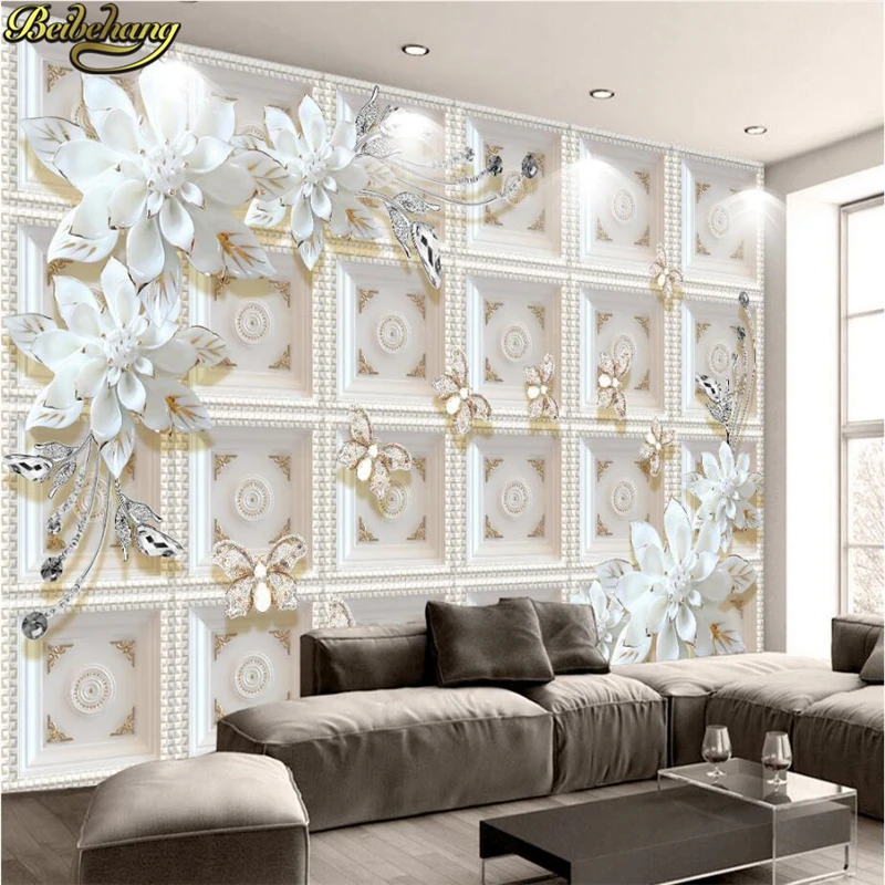 beibehang Custom photo wallpaper murals three-dimensional relief jewelry flowers European 3D background wall paintings