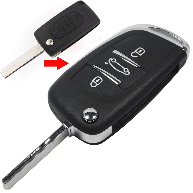 

3 Button Replacement Modified Flip Folding Remote Key Shell Case For Peugeot 307 308 408 With HU83 Groove Blade CE0536