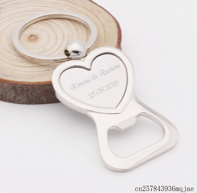 

100pcs Customlized Bottle Openers Love Heart Openers Wedding Party Gift for Guests Custom Bride & Groom's Name and Date