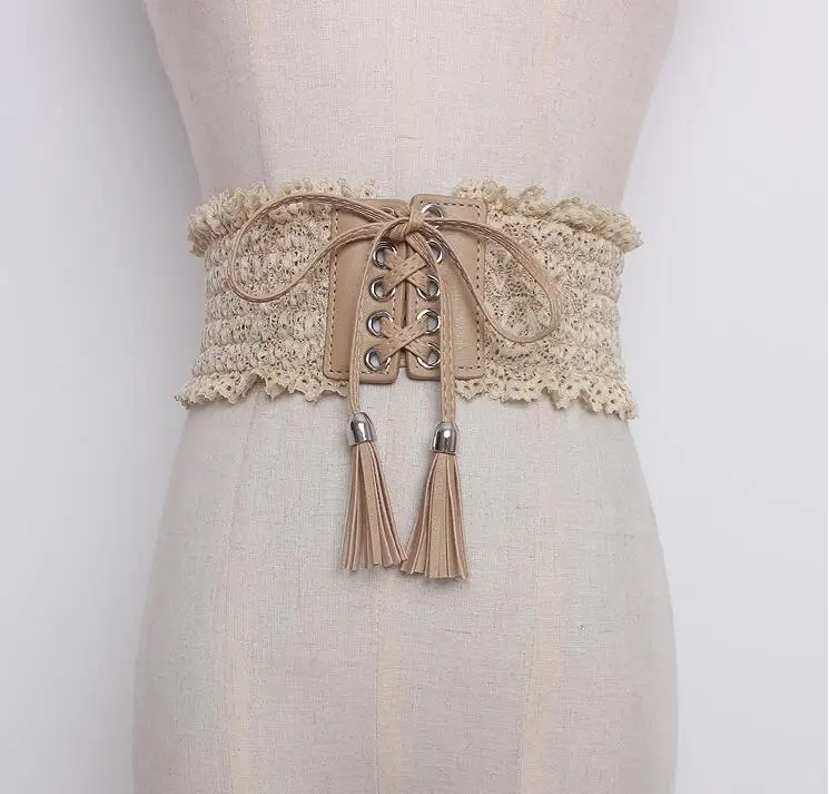 Women's runway fashion elastic lace bandage Cummerbunds female Dress Corsets Waistband Belts decoration wide belt R1626