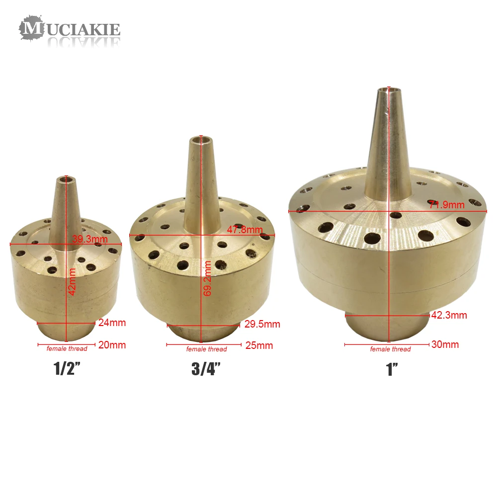 MUCIAKIE 1/2 3/4 1 Cal gwintowane ozdobne fontanny zraszacze dysza mosiądz miedź staw krajobraz zraszacze