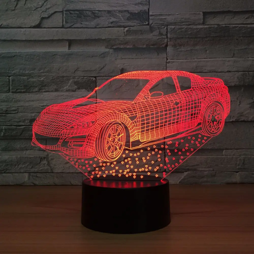 

New Car 3d Lamp Usb Creative Gift Led Colorful Touch Remote Control Night Lamp Luminaria De Mesa 3d Light Fixtures