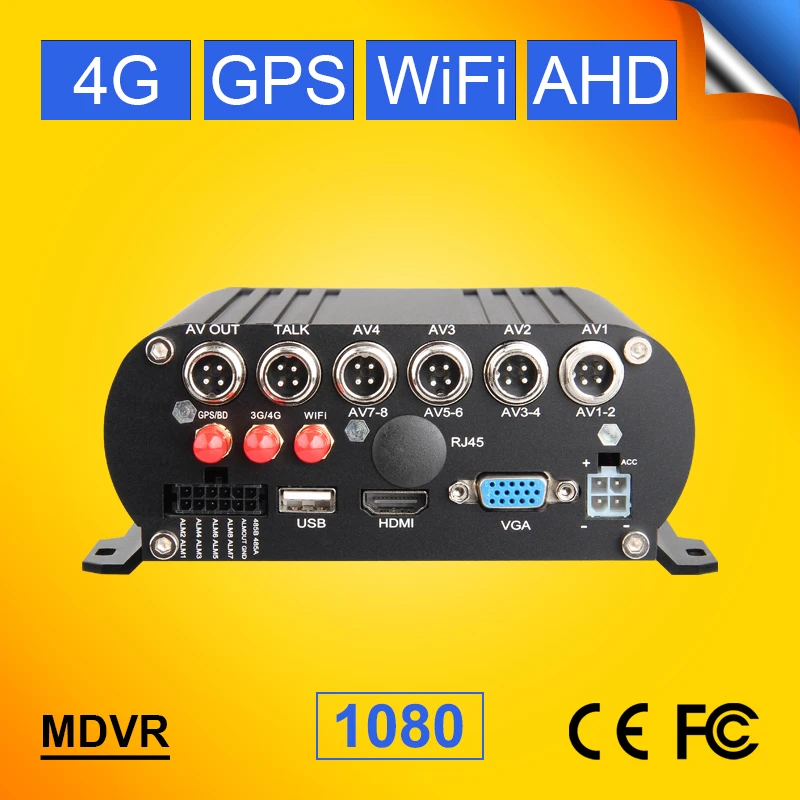 

4CH 4G GPS WIFH H.264 AHD Bus/Truck Mobile Dvr GPS Tracker 4G Lte Network Real Time Surveillance Video Car Recorder I/O Alarm