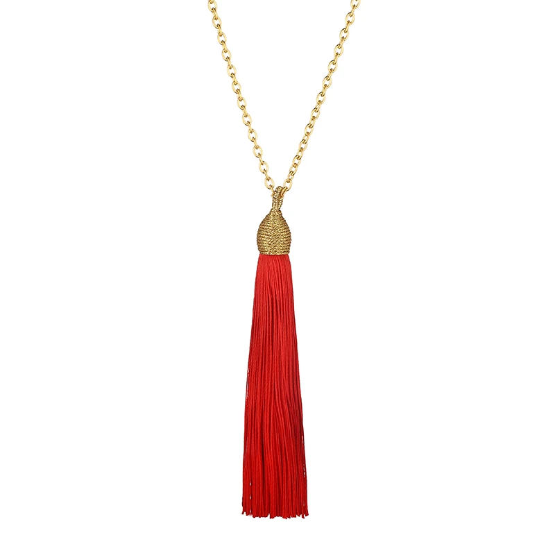 Fashion Long Tassel Pendant Necklace For Women Gold Color Chain Jewelry Vintage Statement Fringe Bohemian Necklace Collier Femme