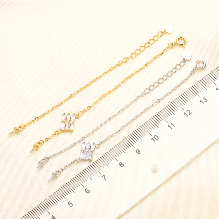 Elegant 3 Bowknots Pearl Bracelet Chain Settings S925 Sterling Silver Bracelet Components Women DIY Accessory 3Pcs/Lot