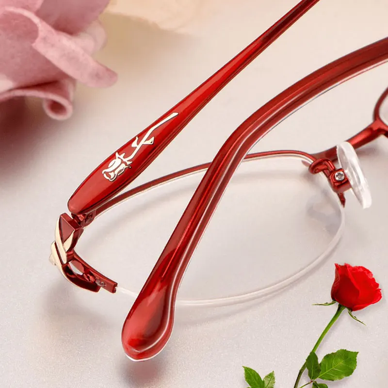 Fashion women metal alloy glasses frame eyeglass frame Flexible Optical Glasses Frame Prescription Eyewear Half Rimless Women