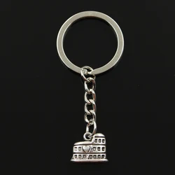 Fashion 30mm Key Ring Metal Key Chain Keychain Jewelry Antique Silver Color Plated Roman Colosseum Rome Italy 16x13mm Pendant