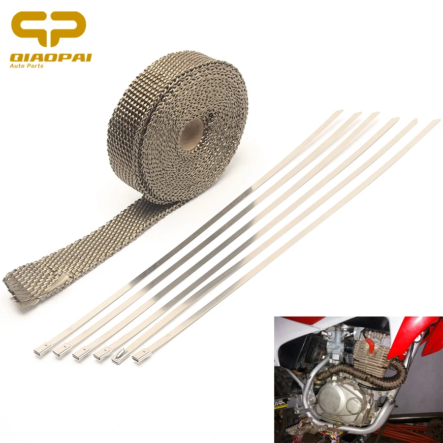 Universal Thermal Exhaust Tape 5M*25mm*1.5mm Motorcycle Exhaust Tape Heat Wrap Cloth Resistant Noise High Temperature Insulation