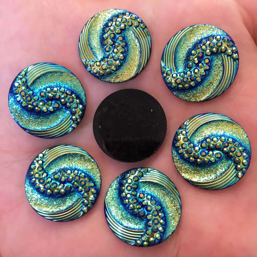 Nuovo 20 pz 20mm AB Resina Rotonda FlatBack Strass Abbellimento Bottoni Artigianato W084 * 2