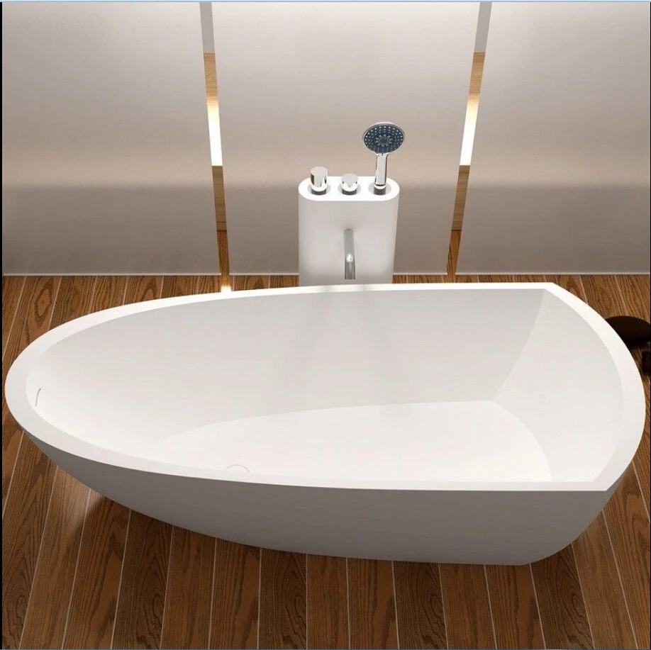 1800x800x500mm Solid Surface Stone CUPC Approval Bathtub Rectangular Freestanding Corian Matt White Tub RS6592A