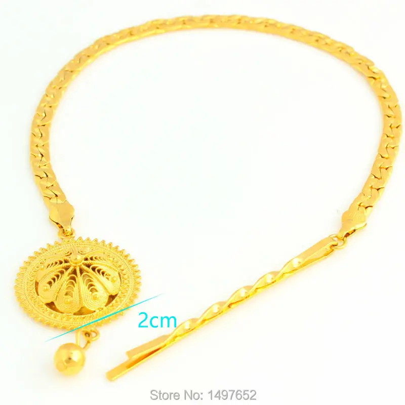 New Ethiopian Hair Chain Jewelry 24k Gold Color African/Eritrea/Kenya Women Habesha Party Accessories