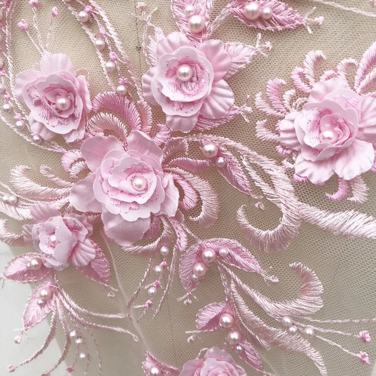 2 Stück/Set Neue Mode Stickerei Perlen Pailletten Spitzenblume, Kinderkleid, Kostüm, DIY Spitzenzubehör 36*21cm RS1868 – Detail 6