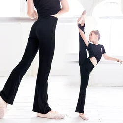 Girls Casual Black Pants Flare Trouser Cotton Gymnastics Fitness Ballet Dance Pants For Children