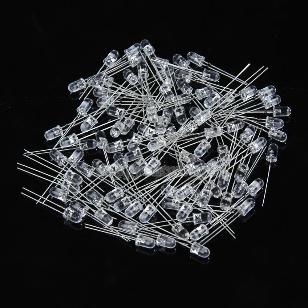 100PCS 5mm White Emitted Color Ultra-Bright LED Light Lamp Emitting Diodes 15000MCD E5M1