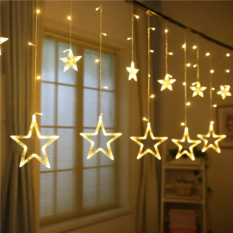 220V 138pcs LED fairy string lights Star Curtain Lights Waterproof outdoor christmas decorations for home wedding Garlands natal