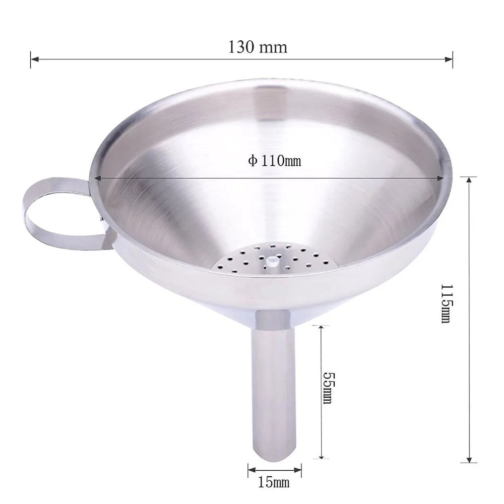 13mm 304 Rvs Multifunctionele Rvs Keuken Trechter Met Handvat en Afneembare Zeef