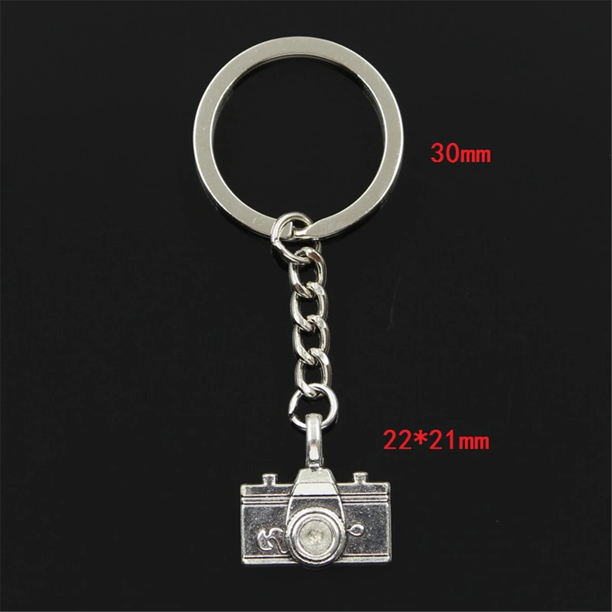 New Fashion Men 30mm Keychain DIY Metal Holder Chain Vintage Camera 22x21mm Silver Color Pendant Gift