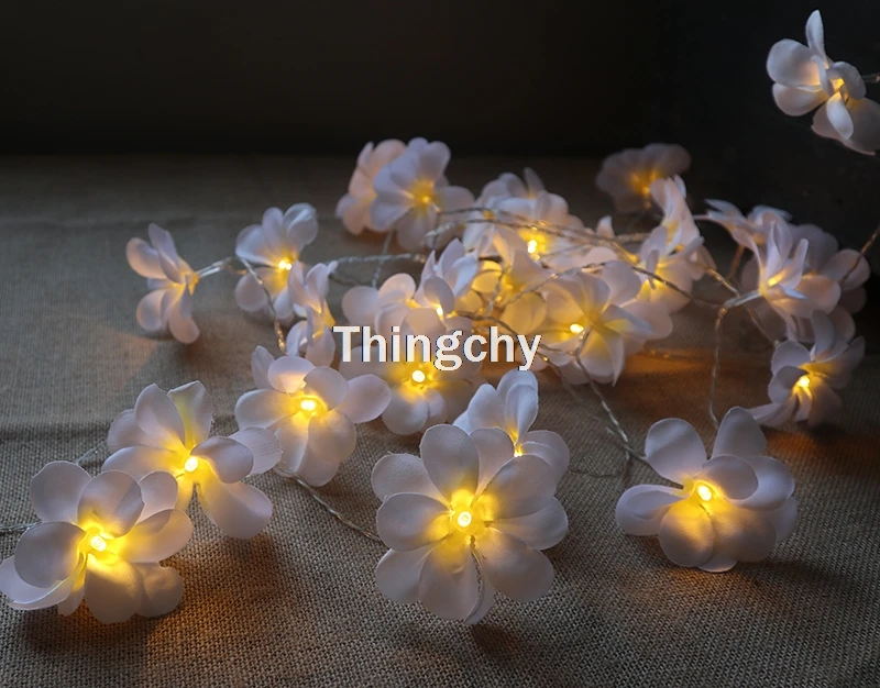 

White Frangipani flower led string Fairy lights for Patio,Wedding,Party and Home Decor Christmas Decoration