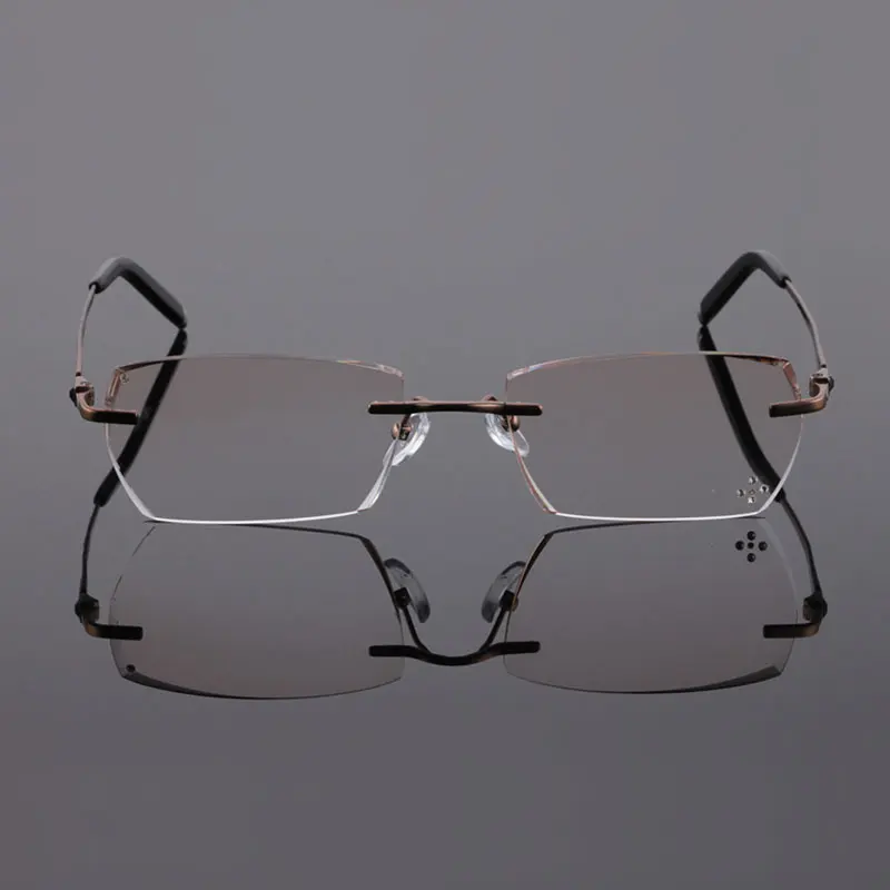 Reven Jate 611 Pure Titanium Rimless Diamond Cutting Man Glasses Frame Optical Prescription Eyeglasses Men Eyewear Fashion