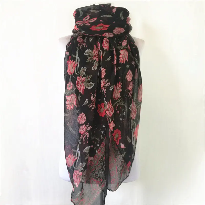 10 pcs/lot New Fashion floral print Scarf Leaves Scarf  hot sale women Scarves bandana flower lady\'s long scarf