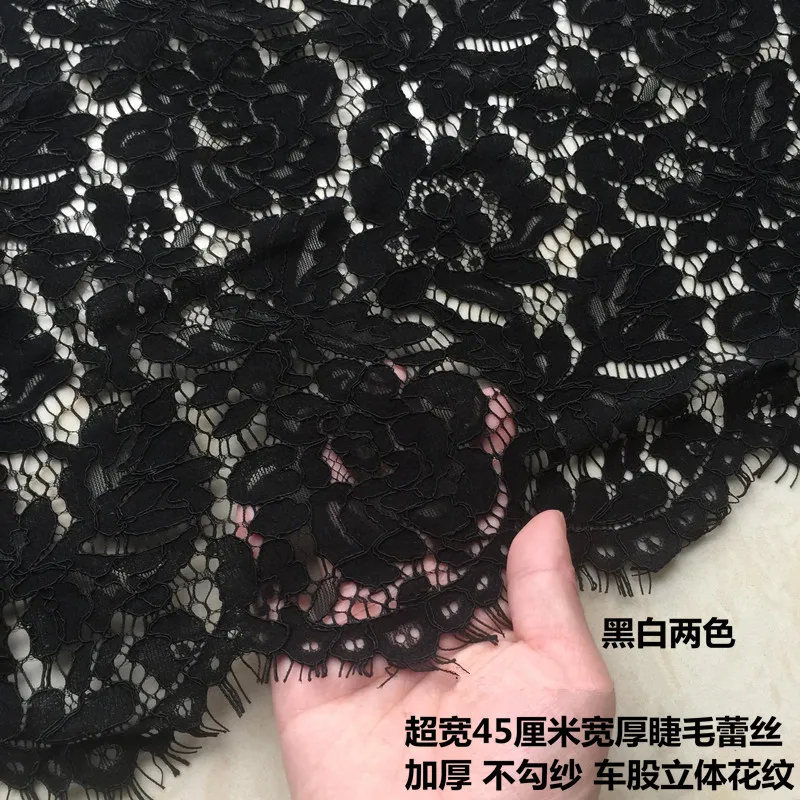 Wide 45cm* 300CM Embroidered Lace Fabric Hollow Mesh Cotton Fabric Lace Sewing Material DIY Fashion Wedding Dress Lace