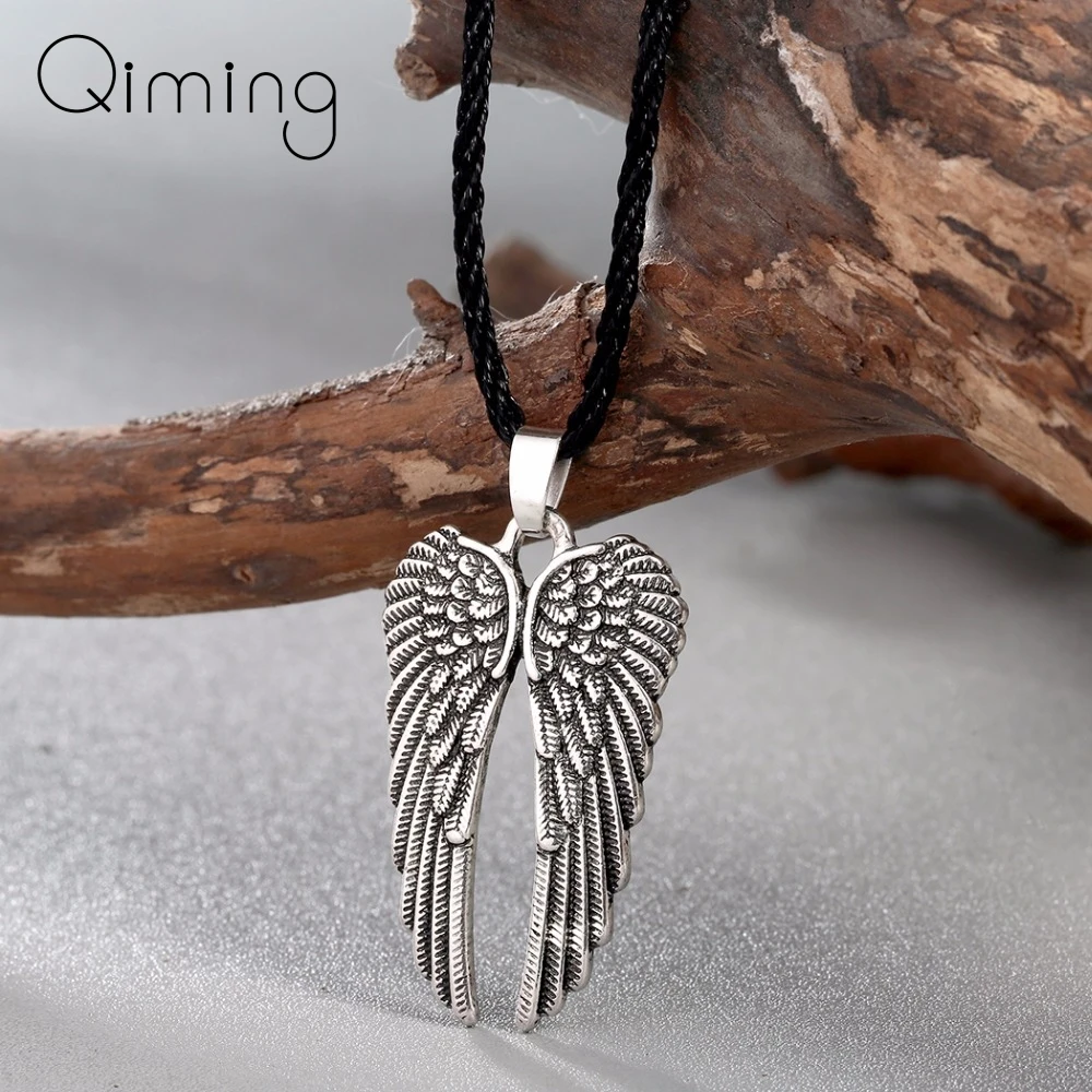 Antique fashion Angel Wings Necklace Women Angel Wings Pendant Guardian Angel Charm Gifts Wing Necklace Jewelry