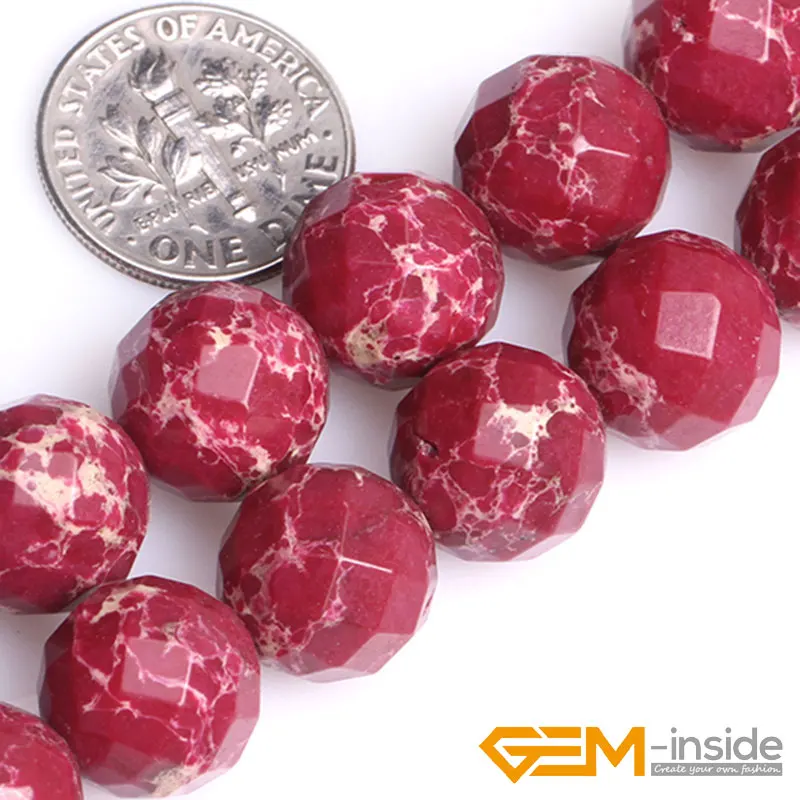 12mm Round Faceted Dark Red Sea Sediment Jaspe Beads Fashion Stone Beads DIY Beads For Bracelet Making Strand 15\