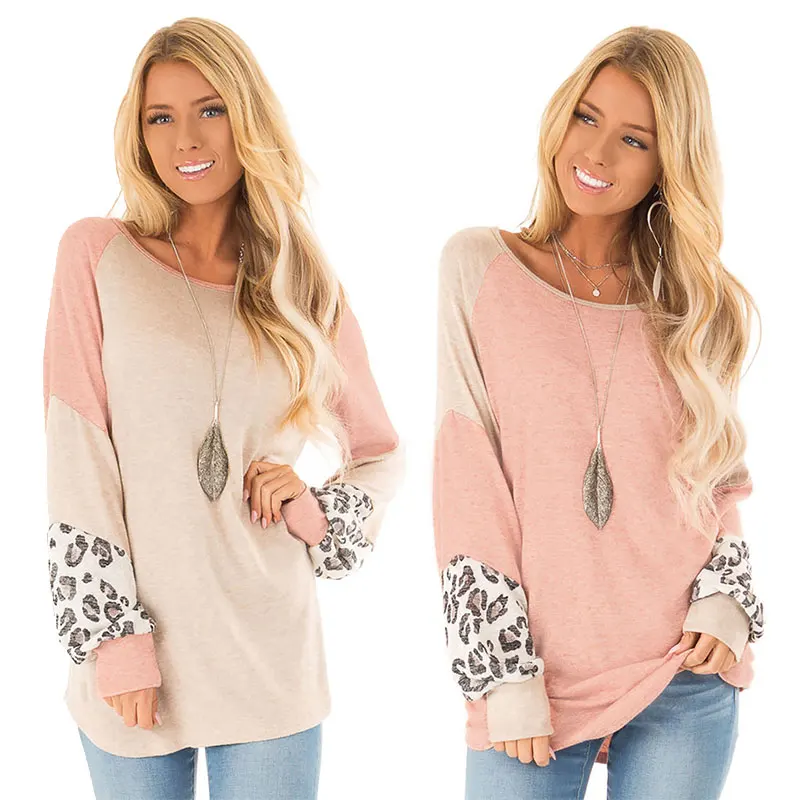 

Women's Sexy Leopard Long Sleeve O-Neck Pullover Sweatshirts Fashion Autumn Women Casual Loose Fit Tops Hoodies for Women