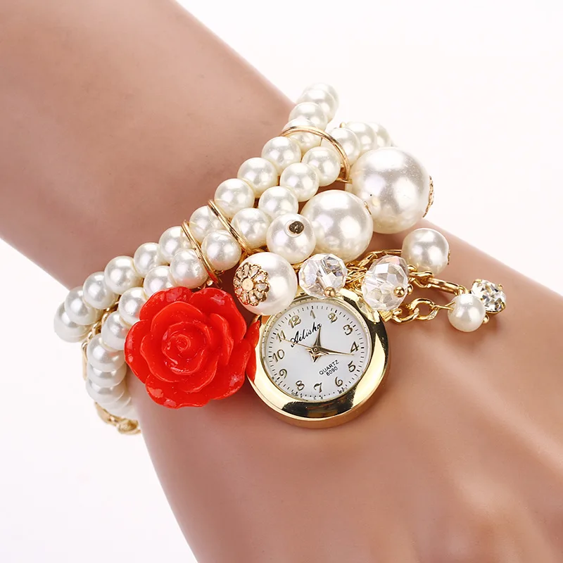 

The latest rose pearl watch bracelet bracelet simple fashion 6pcs wholesale