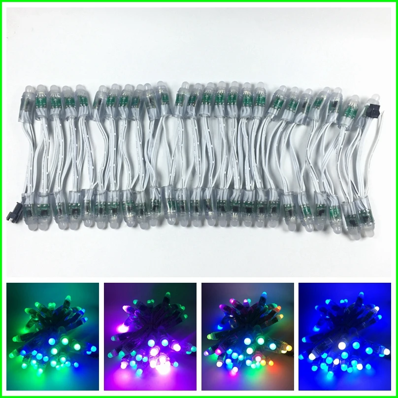 500pcs DC5V /DC12V 12mm ws2811 ic LED Module Black/Green/White/RGW Wires String Christmas led Pixel light;Addressable;waterproof