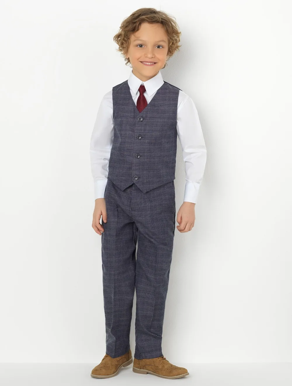 2019 New Arrival Boys' Attire Peaked Lapel Kids Suits Custom Made Clothing Set 2 Pieces Prom Suits (Pants+Tie+Vest) 019