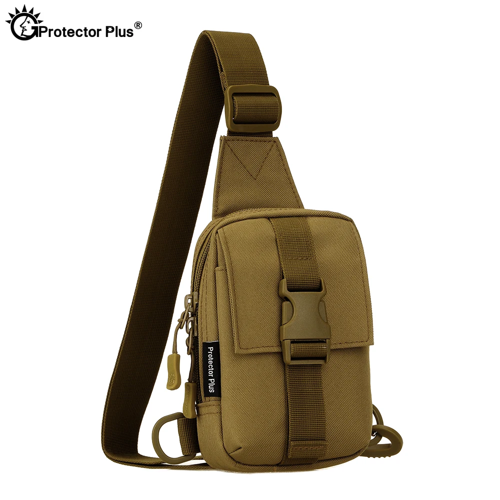 PROTECTOR PLUS Tactical Outdoor Durable Nylon Sports Travel Single Shoulder Small Chest Hanging Mobile Phone Bag Mini Small Bag