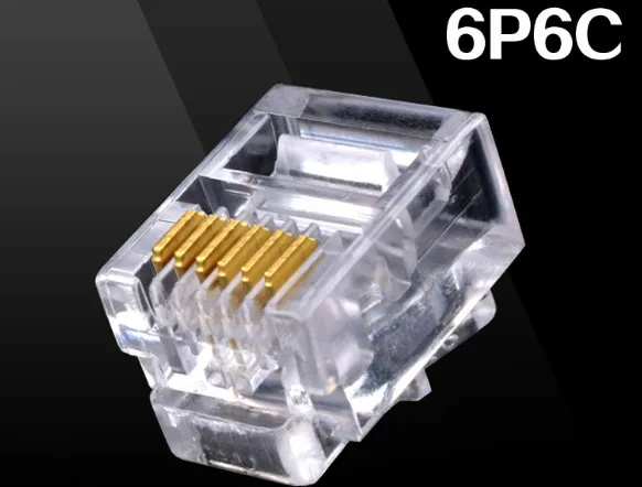 10PCS Durable 6 Pin RJ11 RJ-11 6P6C Modular Plug Telephone Phone Connector and NC Crystal Head