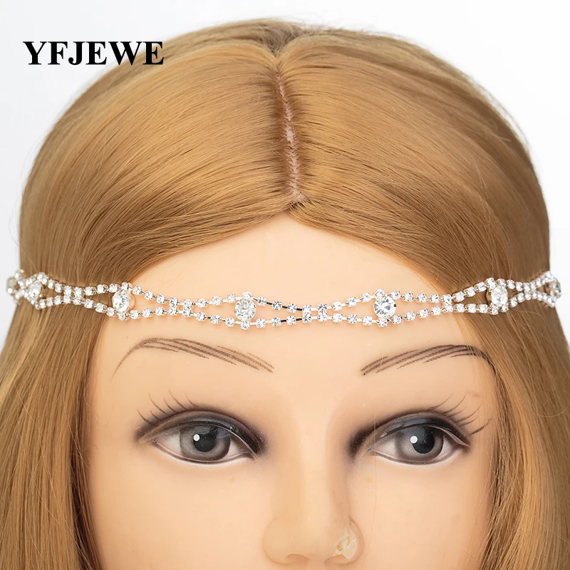 YFJEWE New Design Wedding Party Hair Accessories Crystal Chain Charms Head Bands Women Jewelry Wedding Bridal Hair Jewelry H013