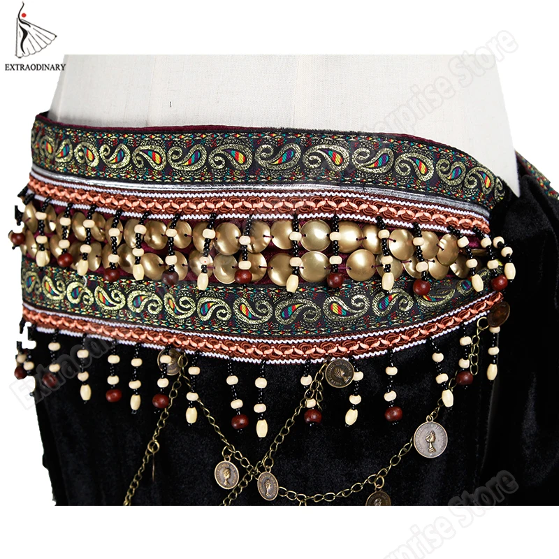 New Women ATS Tribal Belly Dance Bra Hip Scarf Costume Set Stage Performance Gypsy Top Belt Tassels 2Pcs Clothes 3 Colors