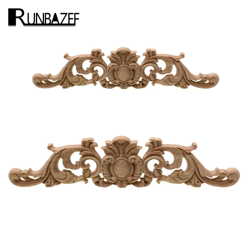 RUNBAZEF Woodcarving Decal Home Furniture Carved Applique Window Door Decor Wooden Figurines Miniatures Crafts Garden Decoration