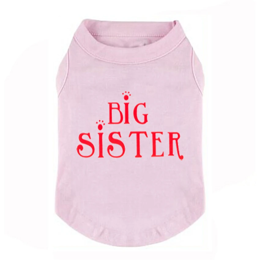 Red BIG SISTER Printed Pet Puppy Clothes Shirts Tee Clothes T Shirts for Small Medium Large