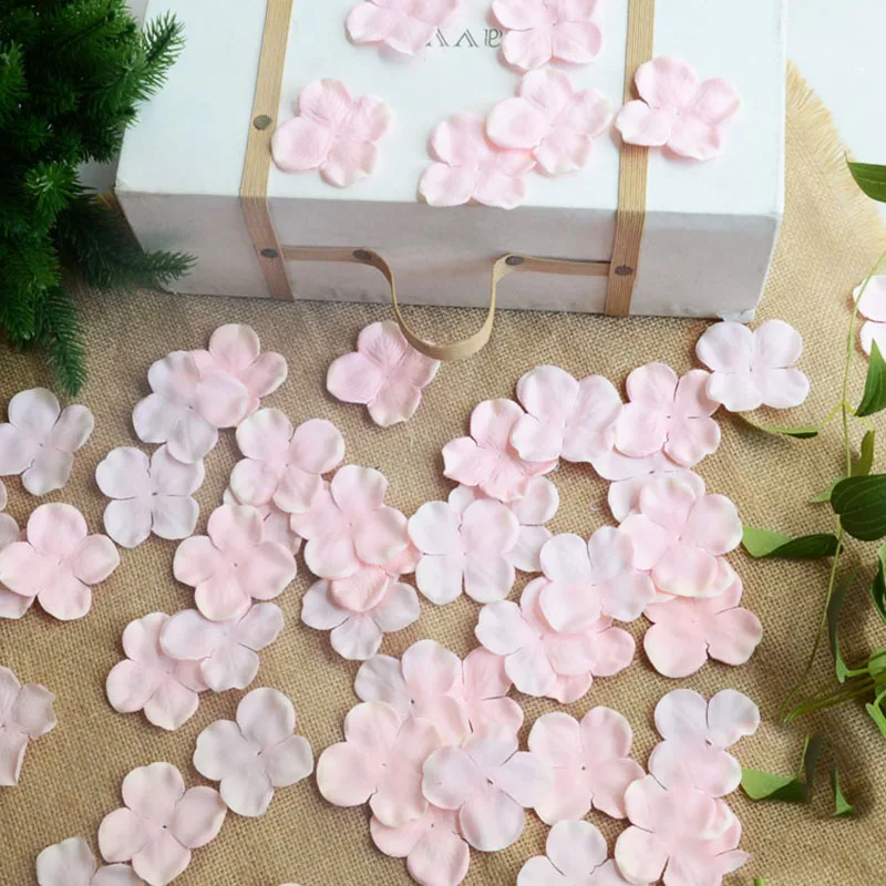 175pcs/lot artificial silk hydrangea flower petals Motif wedding Hand throwing flowers decorative hortensia wedding flowers