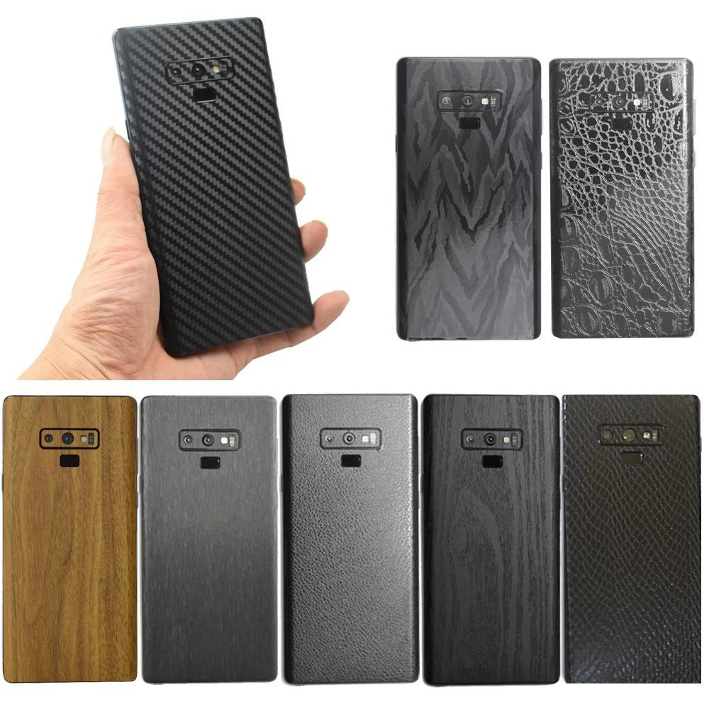 3D Carbon Fiber/Leather/ Wood Skins /Snake Skin Phone Back Sticker For SAMSUNG Galaxy S10e S10+ Note 9 8 S9 S8 Plus S7Edge Wrap