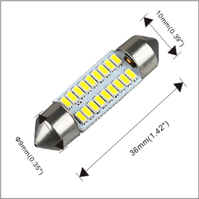 JIACHI 100PCS Auto Festoon Led 36MM Bulb 1.50'' 3014SMD 18Chip C5W Interior Map Roof Reading Lamp Car Accessories White DC12-24V