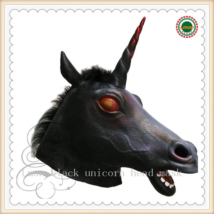 

2016 Top Selling New Halloween Mask Black Unicorn Dance Fashion Latex Animal Masks For Free Shipping Gifts Toys in stock