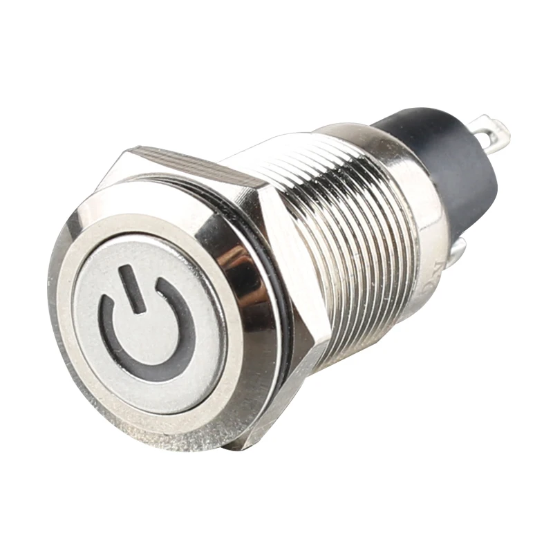 Self-locking 12mm waterproof Metal Pushbutton Switch LED light 3V 5V 6V 12V 24V 36V 48V 110V 220V inside resistance 5colors