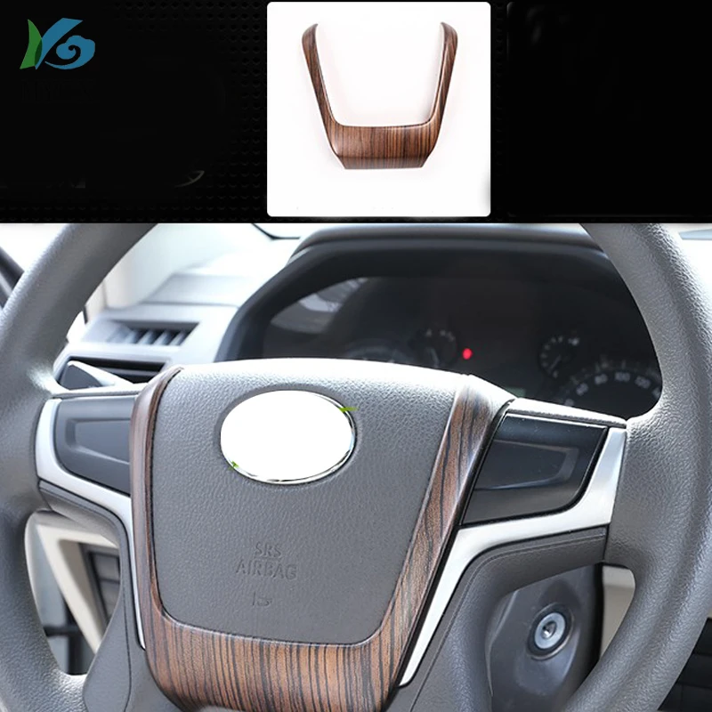 

Pine Wood Grain ABS Steering Wheel Decoration Strips Trim For Toyota Land Cruiser Prado FJ150 150 2018 car Accessories