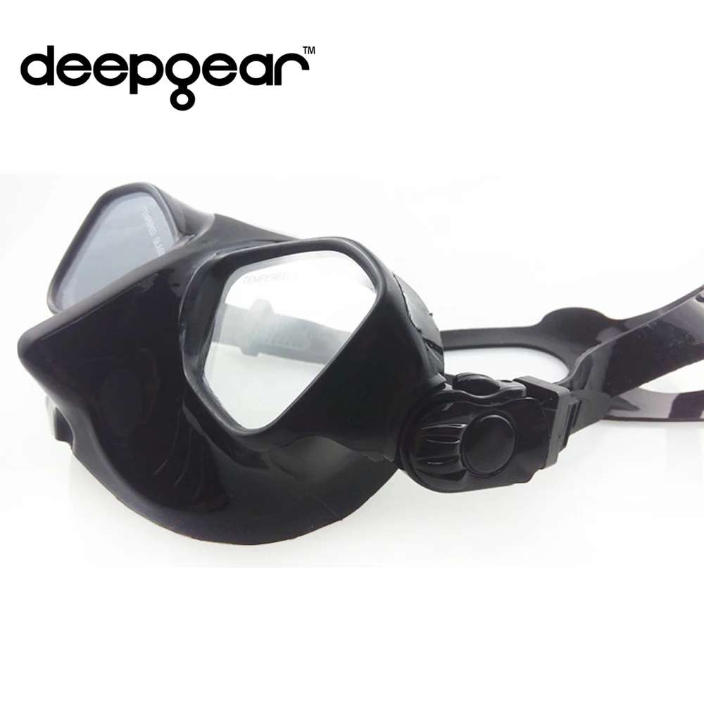 DEEPGEAR Top Scuba diving gears and snorkel equipment Black silicone diving mask Low profile spearfishing mask flexable snorkel