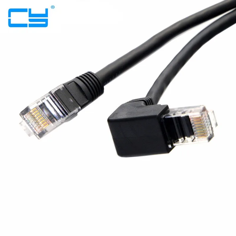 90 Degree Down Angle 8P8C UTP Cat 5e Lan Ethernet Network Patch Cord Male to Male 1m 2m