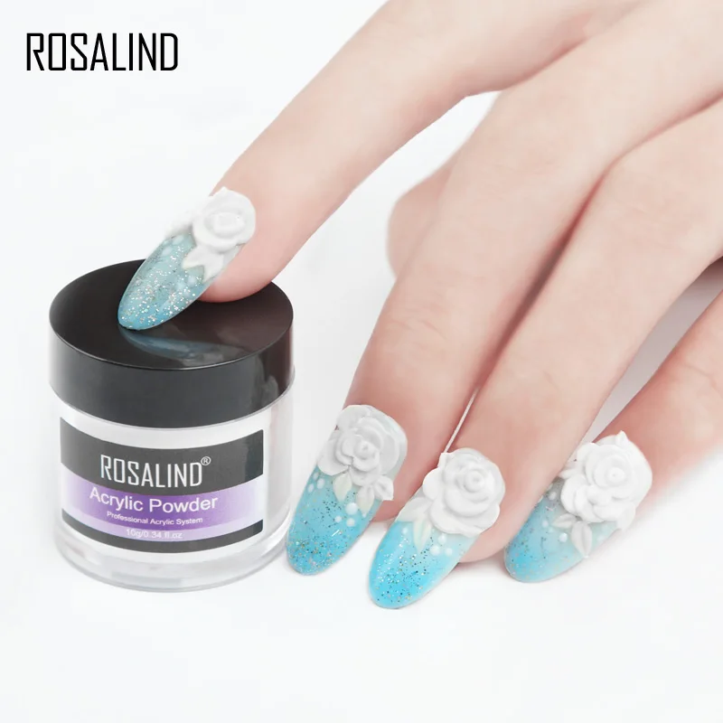 ROSALIND Nail Carving proszek akrylowy 10g jasny biały różowy kolor przedłużenie paznokci poli projekt dla Manicure Builder rzeźba w proszku