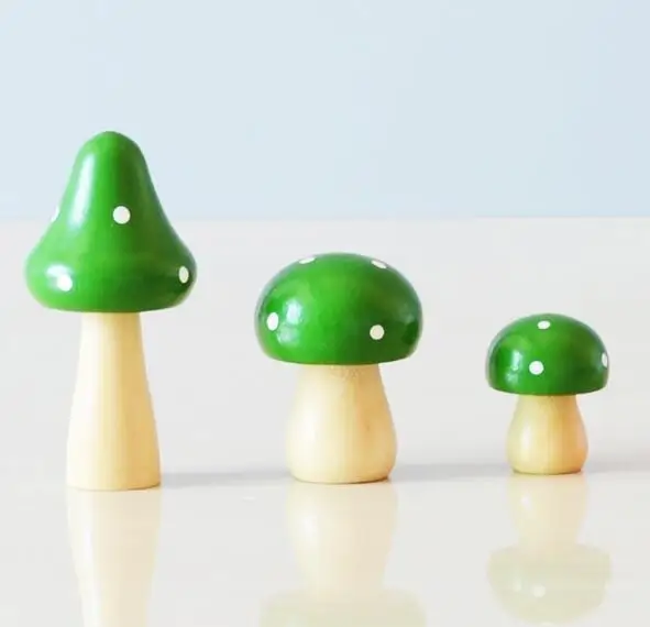 3pcs/lot Wood Mushrooms Miniature Fairy Garden Home Decoration Craft Micro Landscape Decor DIY Gift Moving Forest ML 004