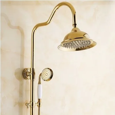 Supply a full set of golden copper C rainfall showerheads antique bathing suit full copper hot and cold water shower